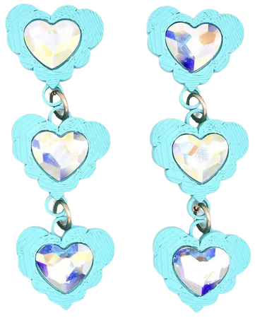 3d Printed Crystal Heart Fantasy Love Earrings - Blue For Sale at 1stDibs