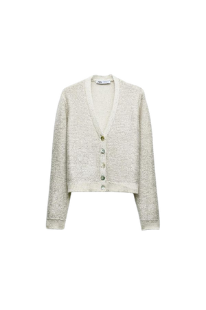 KNIT CARDIGAN WITH SEQUINS - Silver | ZARA United States