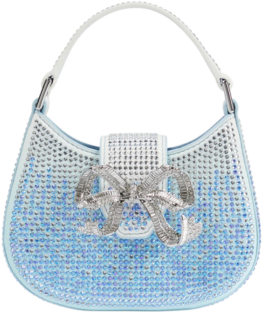 The Bow Micro Embellished Tote Bag in Blue - Self Portrait | Mytheresa