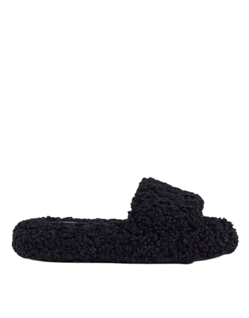 Miss Selfridge Victory black borg slippers | ASOS
