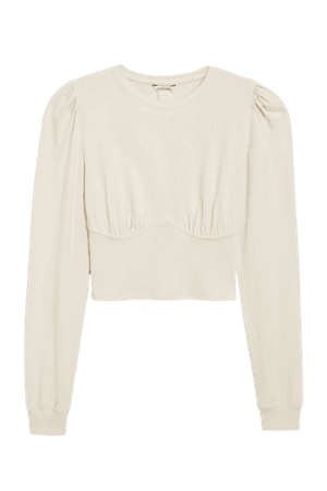 Long-sleeve corset top - Cream - T-shirts - Monki WW