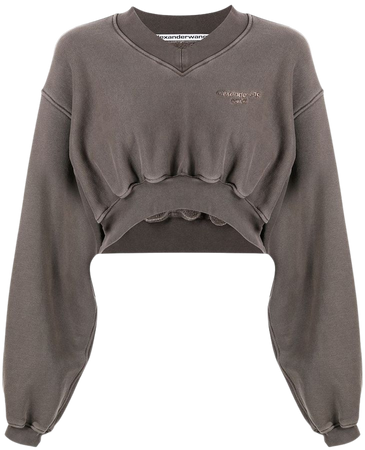 ALEXANDER WANG Cropped V-neck Cotton Sweatshirt - Farfetch