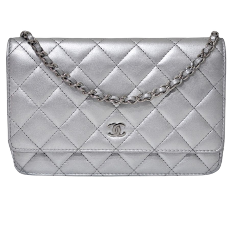 Silver Chanel purse bag