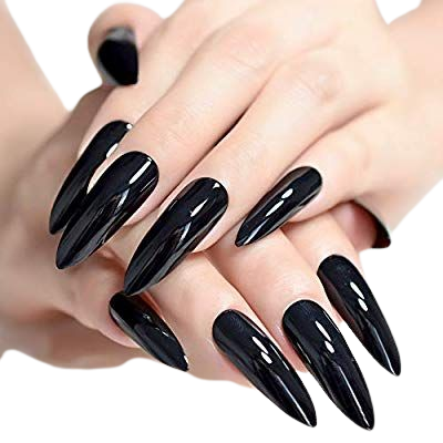 Amazon.com: CoolNail Extra Long Sharp Classic Solid Black Stiletto False Nails Tips Oval Stilettos Bright Black UV Gel Salon Acrylic Fake Nail Art: Beauty