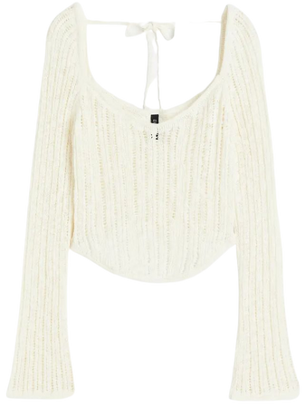 Pointelle-knit Corset-style Top - Cream - Ladies | H&M US