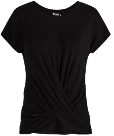 Relaxed Crew Neck Twist Front London Tee | Express