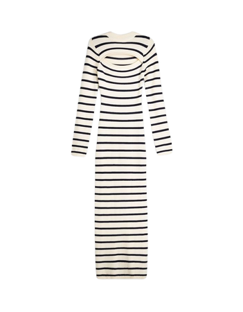 Striped cut-out knit midi dress with high neck - New - Women | Bershka