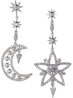 Pagan Mismatched Moon & Star Earrings