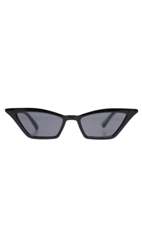 Black Narrow Slim Cat Eye Sunglasses | PrettyLittleThing USA