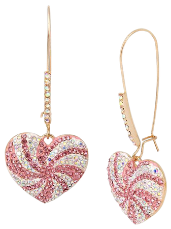 Betsey Johnson Peppermint Heart Dangle Earrings & Reviews - Earrings - Jewelry & Watches - Macy's