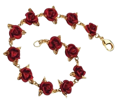 Dozen Red Roses Gold Bracelet