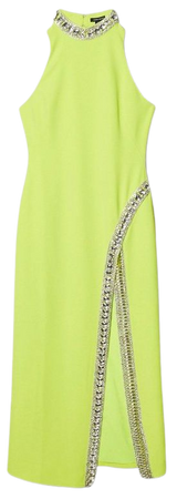 Crystal Embellished Woven Thigh Split Maxi | Karen Millen