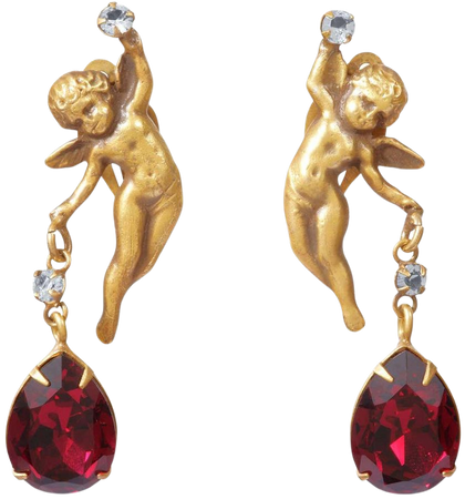 1950s Design Joseff Of Hollywood Gold Cherub Earrings For Sale at 1stDibs