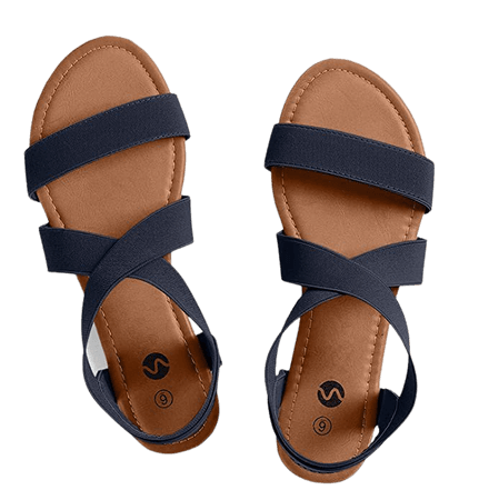 Amazon.com | Rekayla Flat Elastic Sandals for Women, Navy Blue, Size 10.0 | Flats