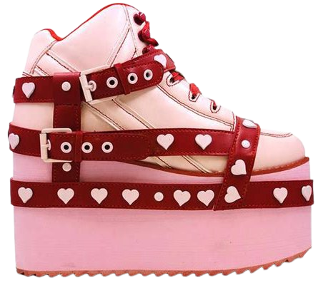 red and pink bondage sneakers- yru