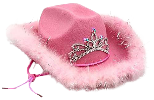 fuzzy pink cowgirl hat