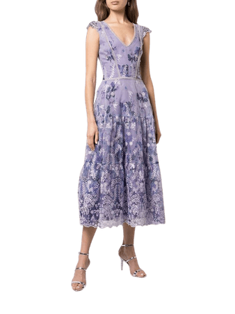 Marchesa Notte floral A-line dress - FARFETCH