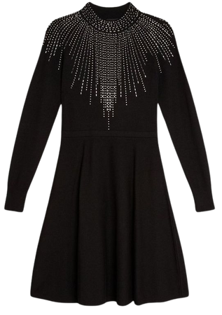 Viscose Blend Embellished Knit Mini Dress | Karen Millen