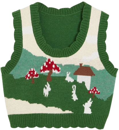 Mushroom Knit Vest | AESTHETIC CLOTHING – Boogzel Clothing