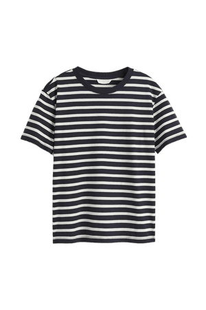 Cotton T-shirt - Dark blue/striped - Ladies | H&M US