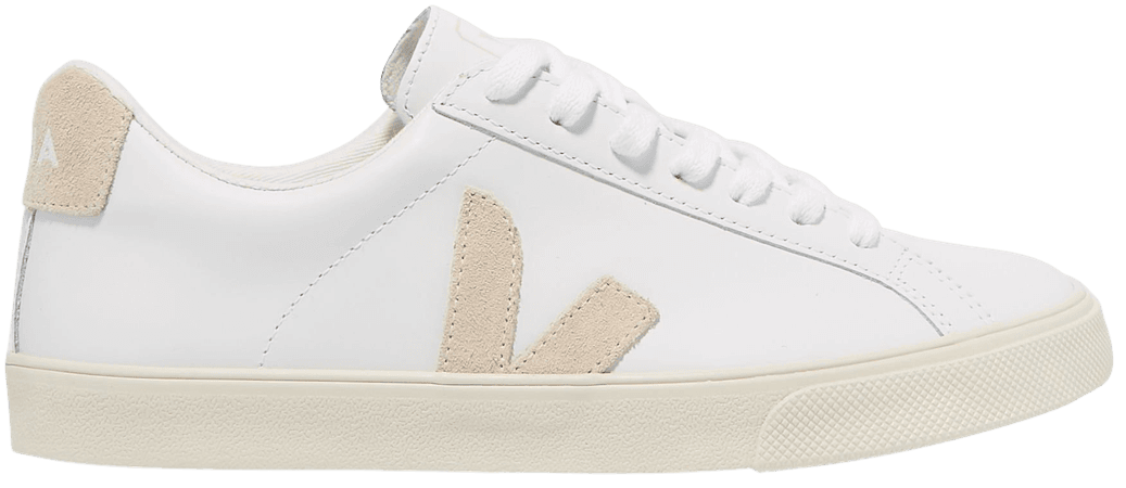 White Esplar suede-trimmed leather sneakers | Veja | NET-A-PORTER