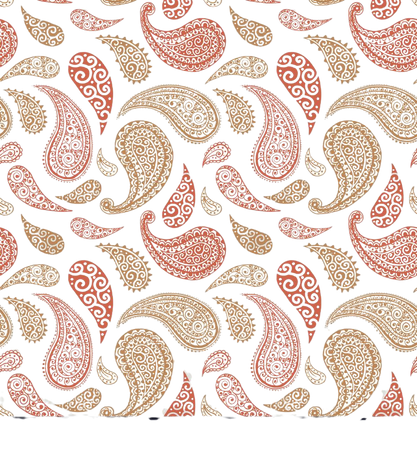 Paisley pattern background golden yellow and red Vector Image