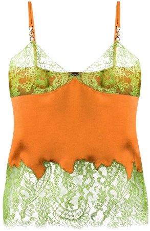 orange & green Versace lace-trimmed cami top with Express Delivery - Farfetch