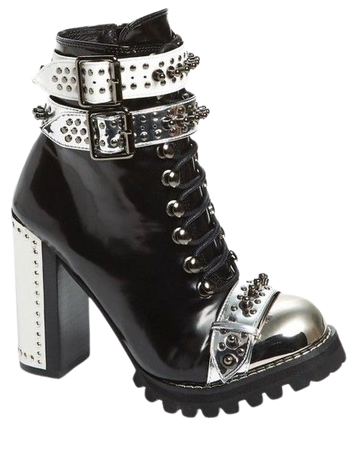 silver studded heeled boots