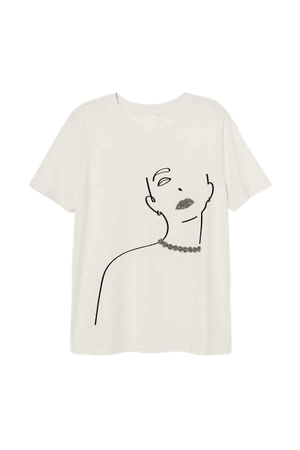 T-shirt with Appliques - White