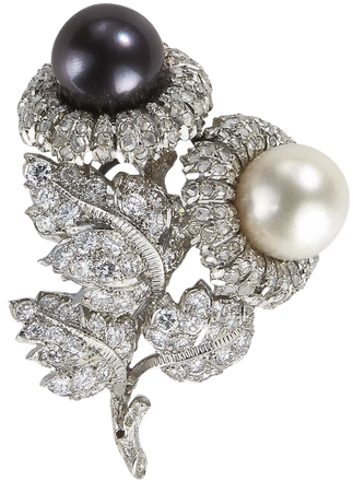 black and white pearl brooch