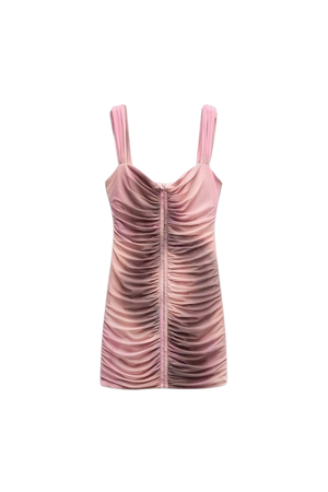 SHORT PRINTED TULLE DRESS - Pinks | ZARA United States