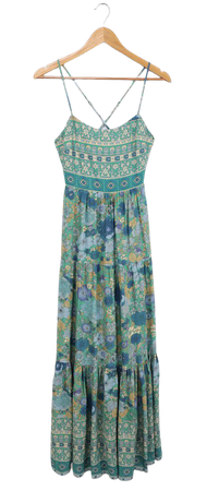 Green Multi Floral Print Dress - Floral Maxi Dress - Tiered Maxi - Lulus