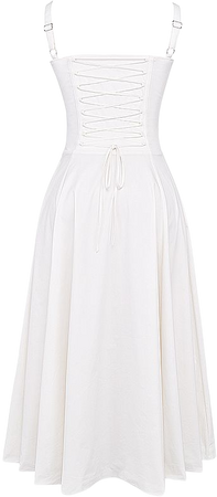 Clothing : Midi Dresses : 'Carmen' White Bustier Sundress