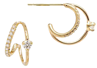 Shop Zoë Chicco Prong 14K Yellow Gold & Diamond Earrings | Saks Fifth Avenue
