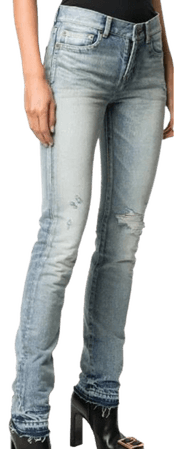 Saint Laurent Ripped-Detail Slim Fit Jeans