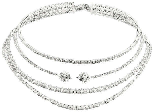 Yeprem 18kt White Gold Diamond Illusion Layered Necklace - Farfetch