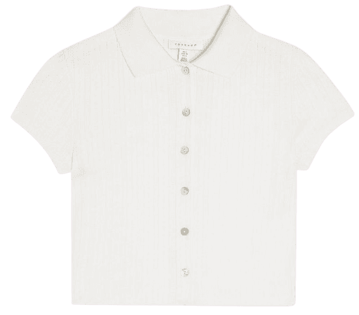 White Pointelle Polo T-Shirt | Topshop