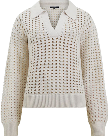 Manda Pointelle Sweater Oatmeal Mel | French Connection US