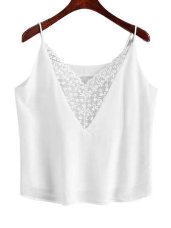 [26% OFF] [HOT] 2020 Floral Embroidered Mesh Panel Chiffon Cami Top In WHITE | ZAFUL