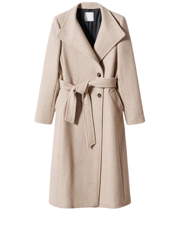 Woolen coat with belt - Women | Mango USA