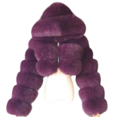 Dark Purple puffy fur crop coat