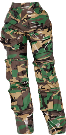 My Way Faux Leather Camo Cargo Pant
