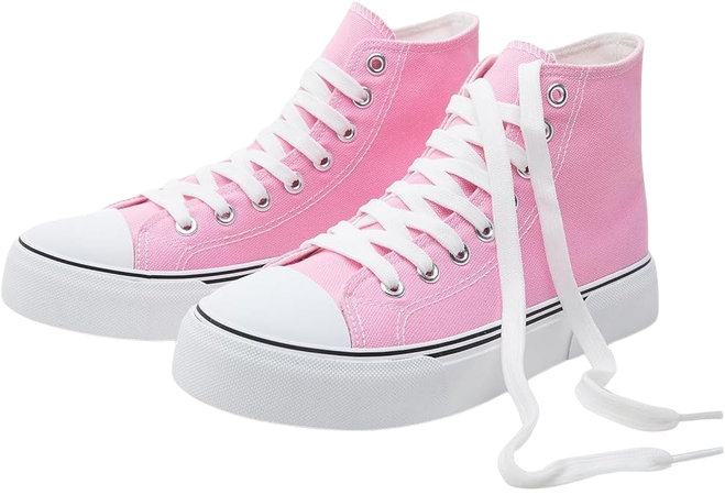 Amazon.com | hash bubbie Unisex Fashion High top Sneakers Womens Classic High Tops Canvas Shoes Casual Tennis Shoes for Men(Bright Pink,US8.5W/US6.5M) | Fashion Sneakers
