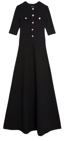 Viscose Blend Rib Knit Military Half Sleeve Midaxi Dress | Karen Millen