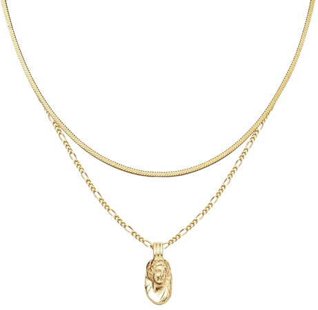 Missoma, gold cameo chain necklace set