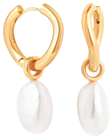 gold and pearl mini hoop earrings