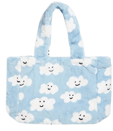 Oversized tote bag - Smiling clouds - Bags - Monki WW