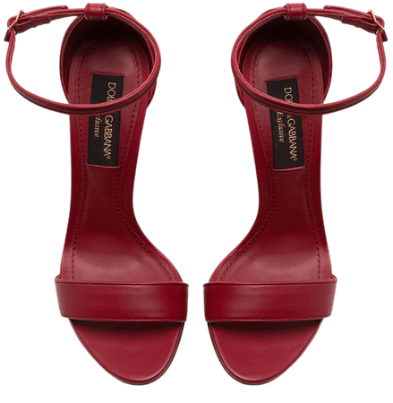 Women's Sandals and Wedges | Dolce&Gabbana - NAPPA LEATHER SANDALS WITH BAROQUE DG HEEL