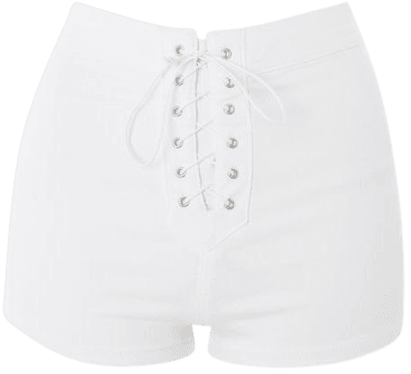 White Laced Moto Shorts