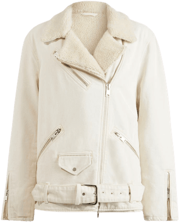 ALLSAINTS US: Womens Oversized Denim Biker Jacket (natural_white)